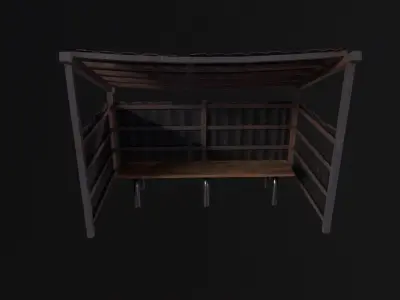 Bus stop Low-poly 3D model 3
