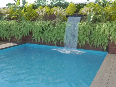 Garden pool with landscape 3D model