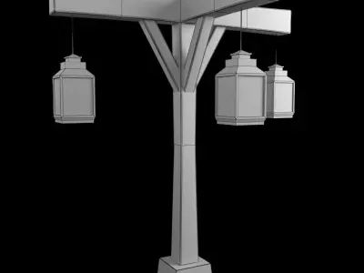 Old Street Lamp 3 Low-poly 3D model