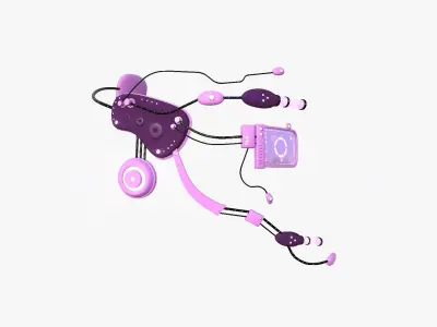SciFi Glasses E05 Pink - Character Design Fashion Low-poly 3D model