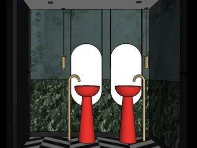 Sketchup model two bathrooms design  3D model