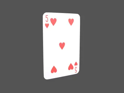 Poker Cards Heart 5 V1 001 Low-poly 3D model