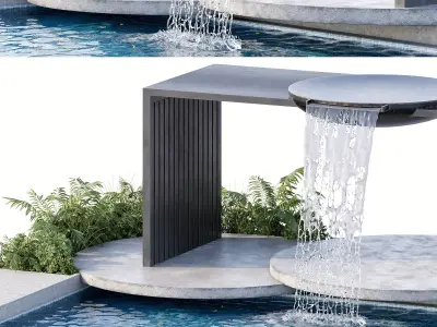 Backyard Pool and Landscape with Pool 15 3D model