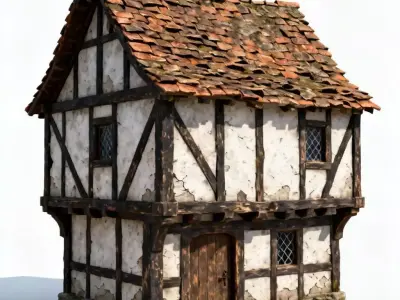 Rustic Medieval Half-Timbered House 3D Model Low-poly 3D model