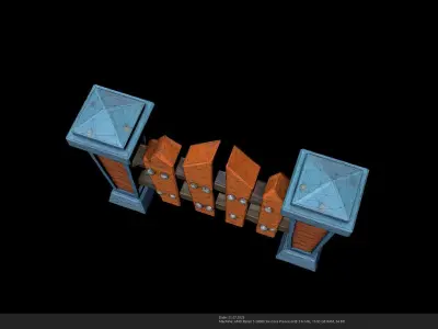 Stylized Wooden Fence 3D Model - AI Low-poly 3D model