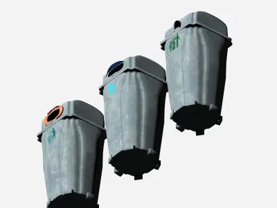 Outdoor plastic cage type circular recycling bin Low-poly 3D model