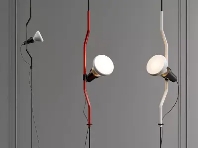 Parentesi wall lamp with three lights hanging from it 3D model