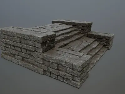 Ruin Stairs Low-poly 3D model