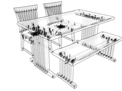 Dining set 4 seat 3D model