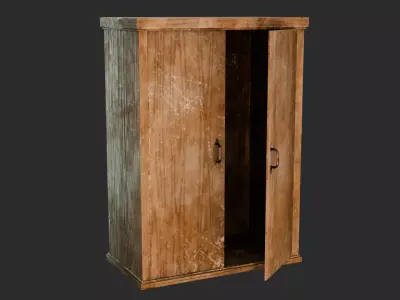 Old Wooden Wardrobe - Stylized Game Prop Low-poly 3D model