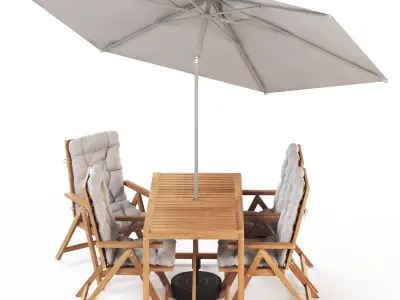 NAMMARO Table and 4 reclining chairs and umbrella IKEA 3D model