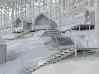 WINTER EXTERIOR-BARN HOUSE 3D model