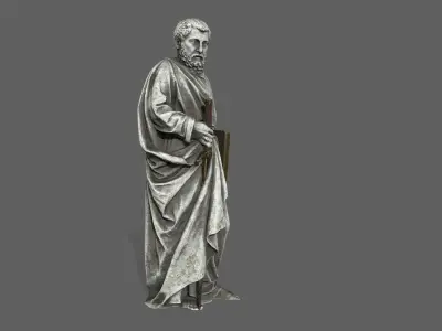 Old Man Statue Low-poly 3D model 14