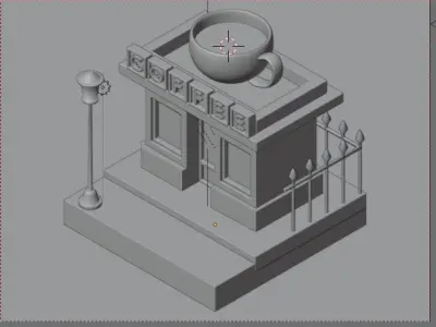 COFFEE shop with lamp on side 3D model