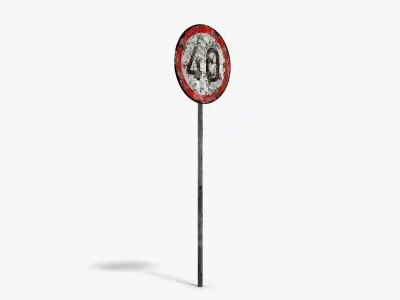 Damaged Speed Limit Sign Low-poly 3D model purchase