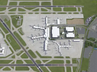 Charlotte - Douglas International Airport - CLT Low-poly 3D model
