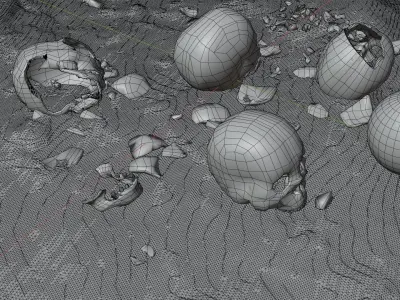 Human Skull Collection Low-poly 3D model