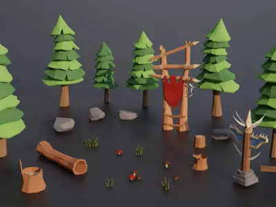 Medieval Village Megapack Low Poly RG Low-poly 3D model