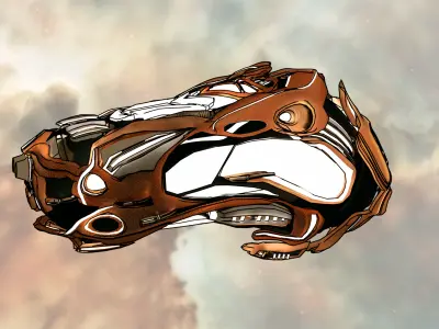 Spaceship space helmet in middle of galaxy Low-poly 3D model