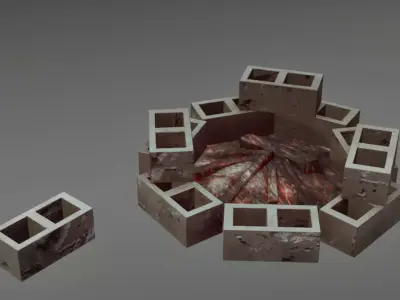 Post-Apocalyptic Campfire Set - UE5 Ready Low-poly 3D model