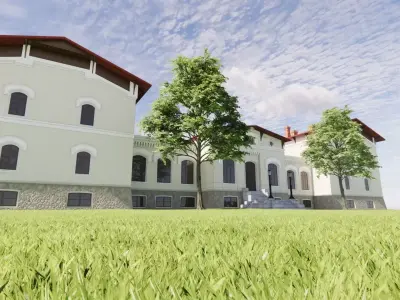 Eclectic train station 19th century   3D model