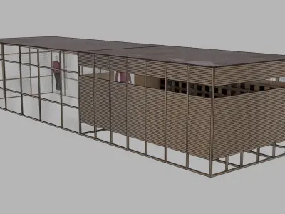 Cage for 100-150 chickens Low-poly 3D model