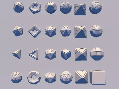 Sci Fi Set Object 24 Pieces - Pyramid Sphere Torus 2019 Low Poly 3D model