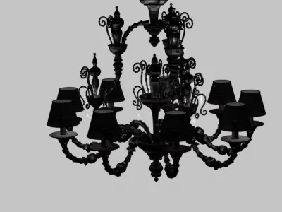Chandelier gold with shades Free 3D model