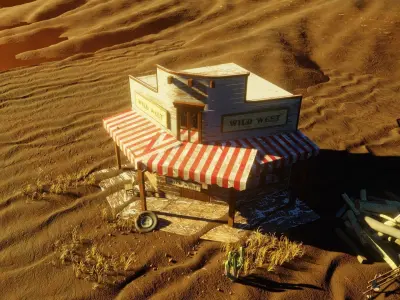 wild west saloon made in blender 3D model