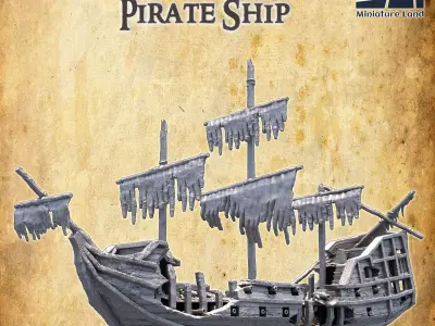 Ruined Pirate Ship Tabletop Terrain 28 MM 3D print model