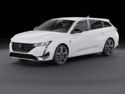 2022 Peugeot 308 SW- Opening doors and trunk Low-poly 3D model 3D model
