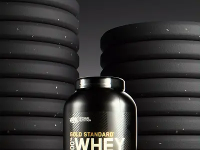 Premium Studio Lighting Setup for Whey Protein Products 3D model