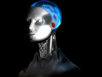 cyborg women portrait  Low-poly 3D model