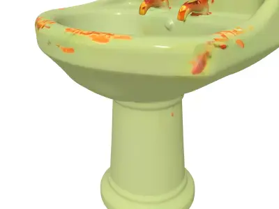 Vintage Green Pedestal Sink Low-poly 3D model