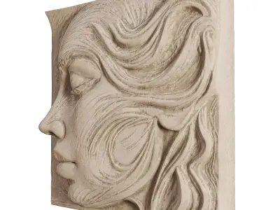 Artistic Female Portrait Relief Wall Art Low-poly 3D model