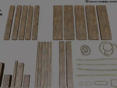 Woods  and  Ropes Low-poly 3D model