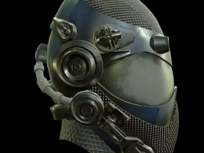 Helmet sci fi 4 texture options low and high poly Low-poly 3D model