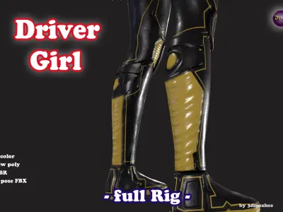 Driver Girl - PBR Low-poly 3D model