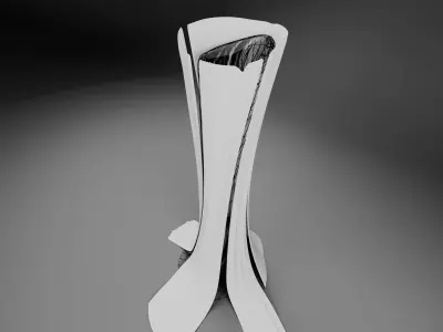Organic Residential Tower Flowing Fabric inspired Design 3D model