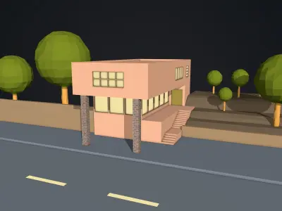 Cartoon Office Scene  3D model