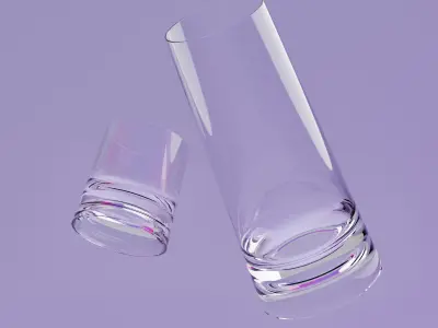 Glass and Decanter 3D model