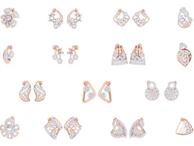 71 High Jewelry Diamond Studs Earrings 3dm stl 3mf obj 3D Model Pack