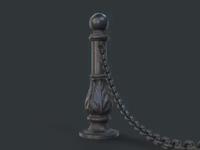 Street Bollard 05 PBR Game Ready  Low-poly 3D model