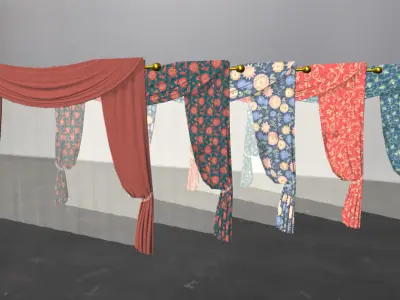 Curtain - Set 01 Low-poly 3D model