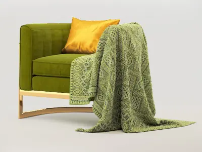 armchair chair with blanket 3D model