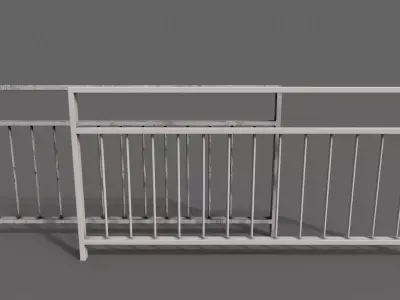 PBR Pedestrian Guard Rail White V3 Low-poly 3D model