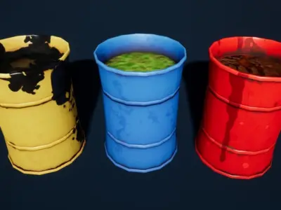 Stylized Oil Toxic Waste Barrel Low-poly 3D model