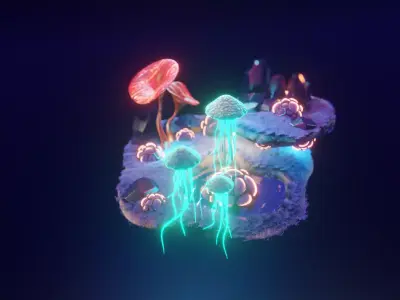 Cartoon Alien Forest 3D model