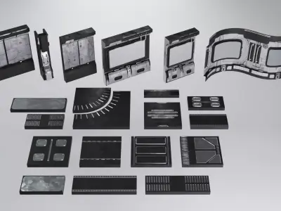 Modular Sci-Fi Interior Low-poly 3D model 3D model