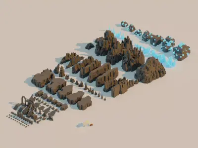 Lowpoly Rock And Stone Mega Pack Low-poly 3D model